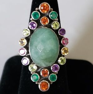 Nicky Butler Emerald and Multi Gem Ring